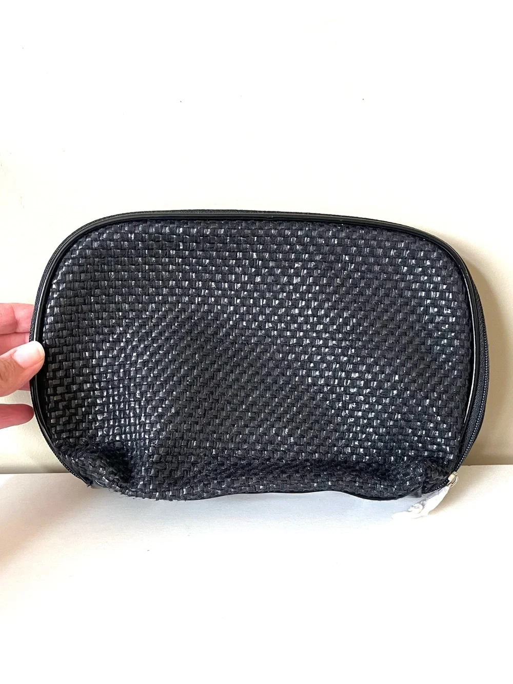 Giorgio Armani Woven Faux Patent Leather Cosmetic Bag